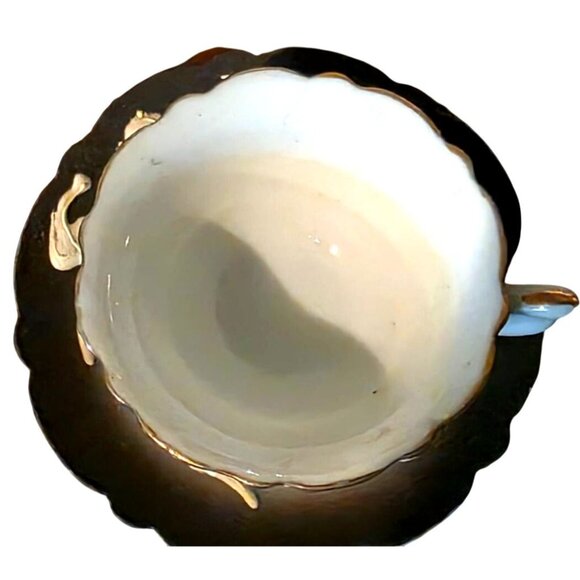 DRAGON Ware Black Moriage Tea Cup and Saucer Japan Demitasse Set Embossed Design - Picture 9 of 16